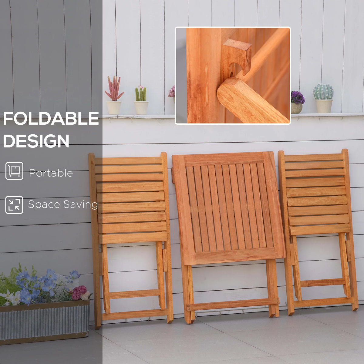 3 Piece Wooden Patio Bistro Set G61847