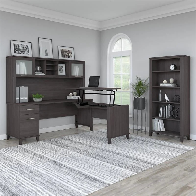 Sit to Stand Desk Set with Bookcase M63942