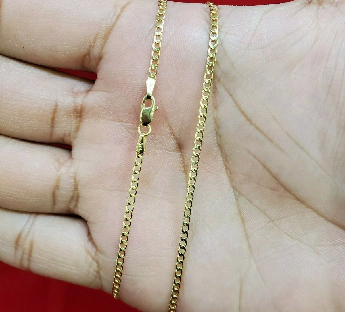 10K Solid Yellow Gold Cuban Link Curb Chain Necklace 2mm 16" 18" 20" 22" 24" 26" I40255