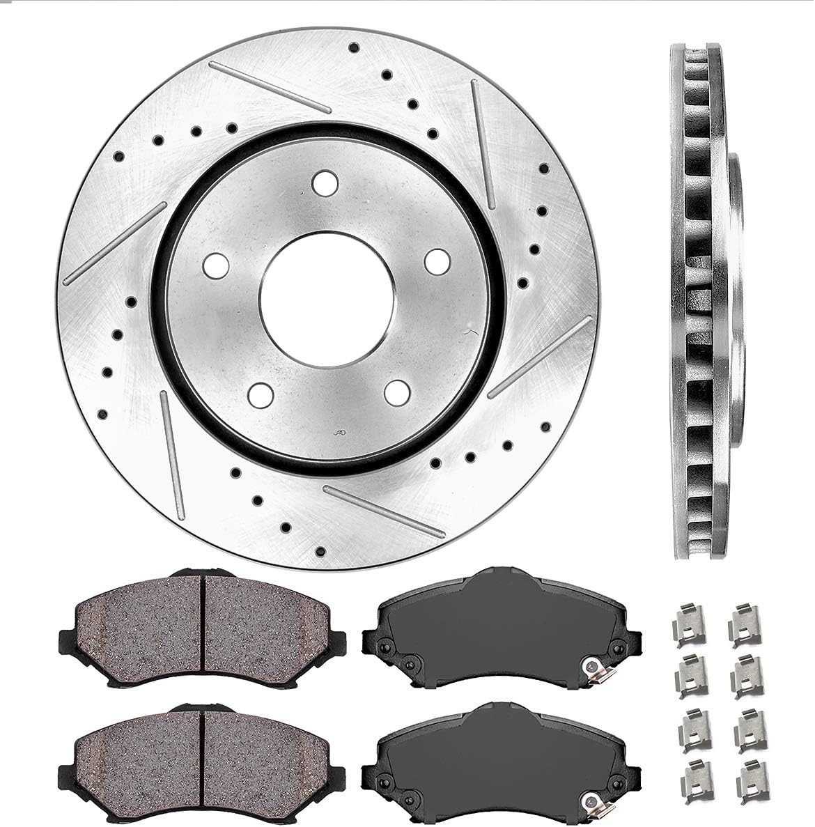 Front 302mm 5 Lug 2 Rotors Ceramic Brake Pads Hardware L784