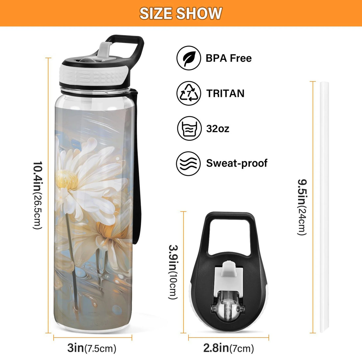 Clear Tritan 32oz Water Bottle with Straw N433890