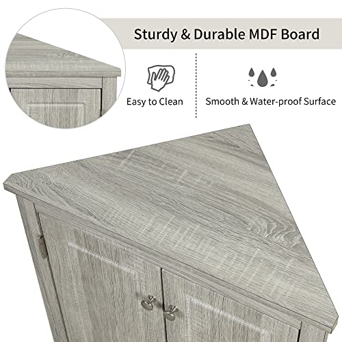 Brown Freestanding Corner Cabinet with 2 Adjustable Shelves and 2 Doors L4548