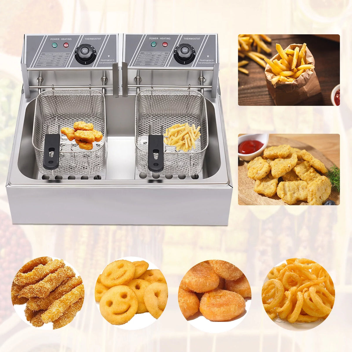 12L Stainless Steel Electric Deep Fryer 5000W E45063