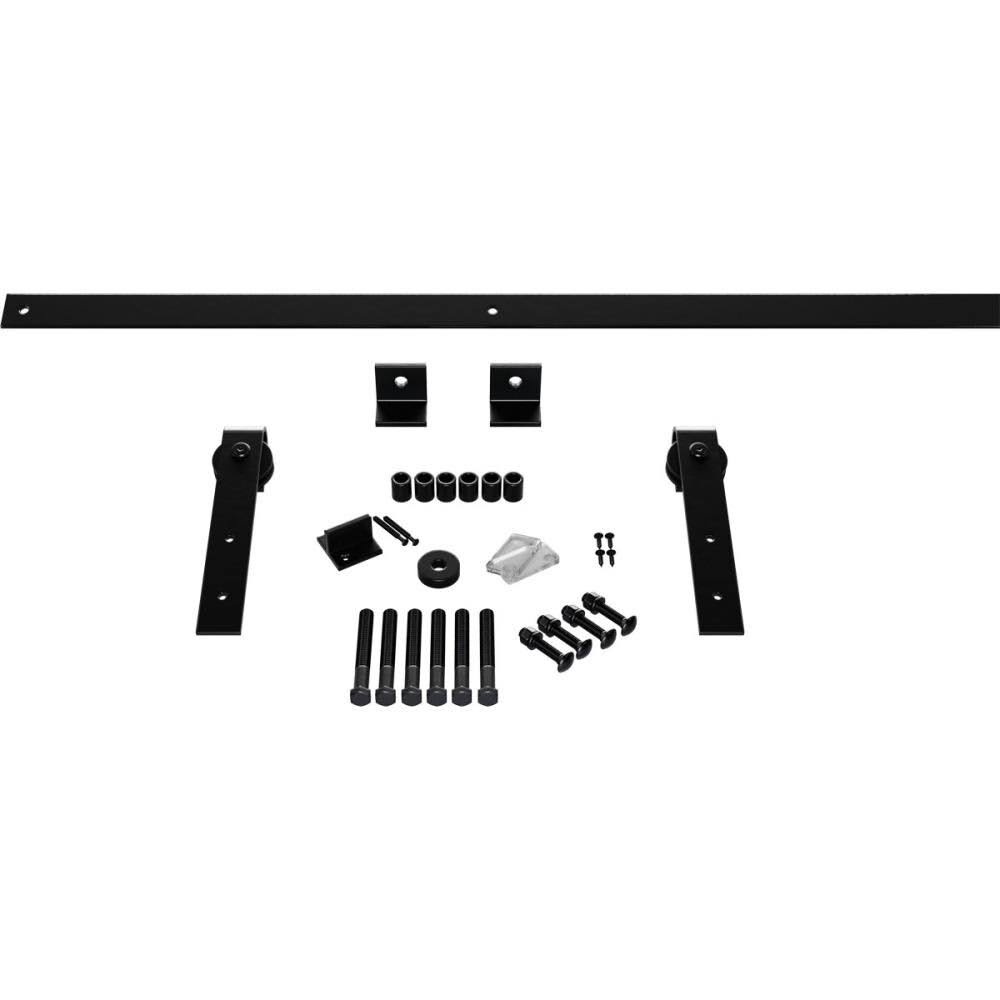 Black Barn Door Hardware Set with 8 ft Track B606