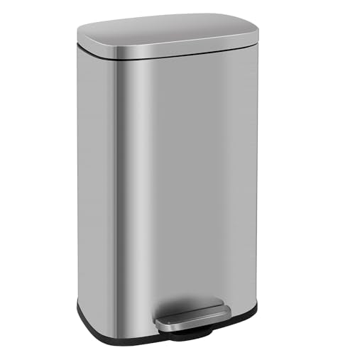 60 Liter Stainless Steel Step Trash Can with Inner Buckets and Hinged Lids U4605
