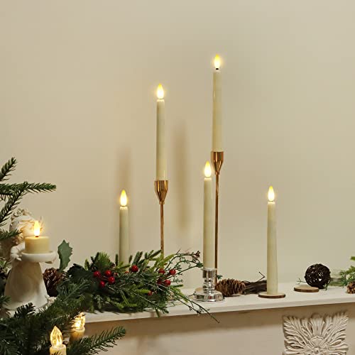 4PCS Battery Operated 8 Inch Warm White 3D Flame Taper Candles with Remote P9933