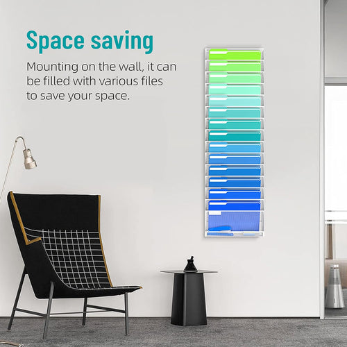 16-Tier White Mesh Wall File Organizer Q7818