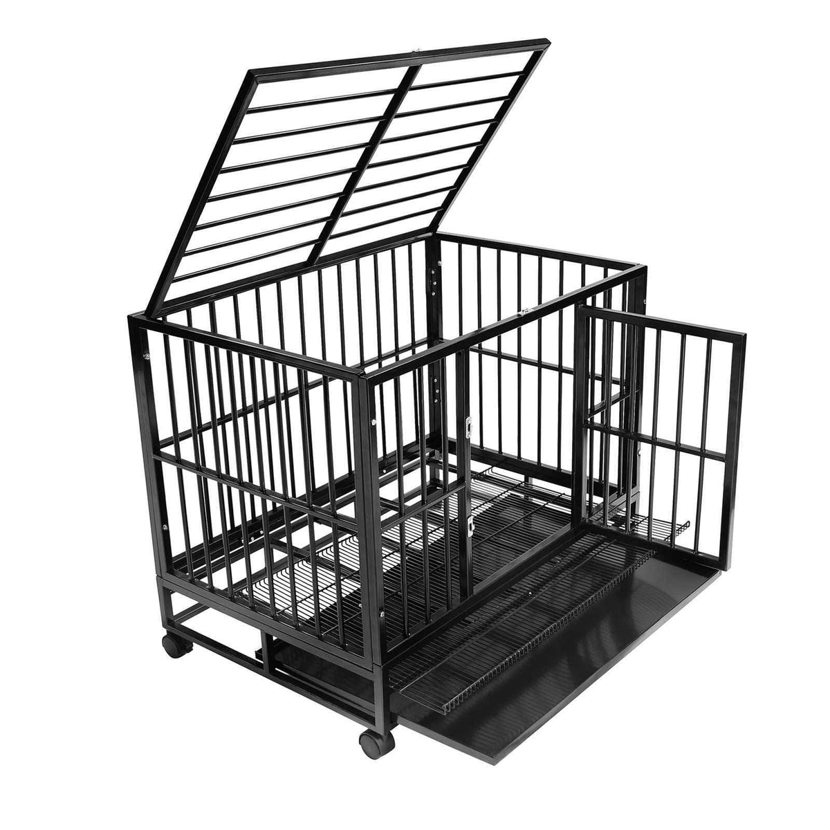 36x22 Medium Heavy-Duty Dog Crate Cage with Tray T95274