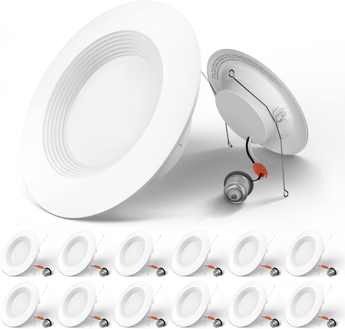 5/6 inch 3CCT LED Recessed Lighting 12 Pack, Dimmable, IC Damp Rated, 12.5W=100W, 950LM Can Lights with Baffle Trim, 3000K/4000K/5000K Selectable, Pack of 2 T53945