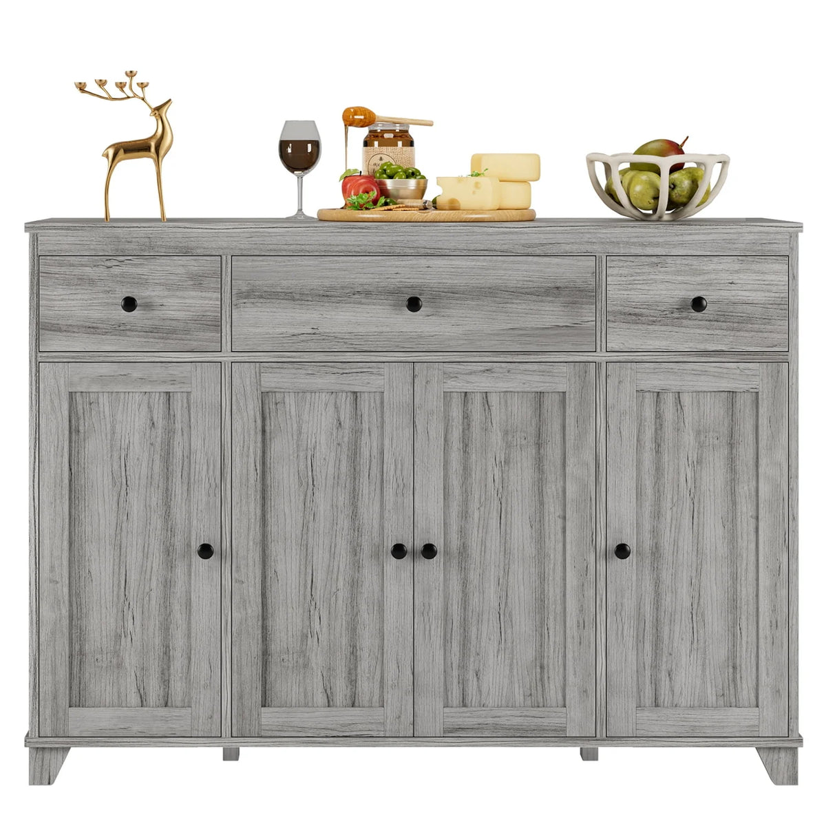 White 3 Drawer Buffet Sideboard Cabinet M4041