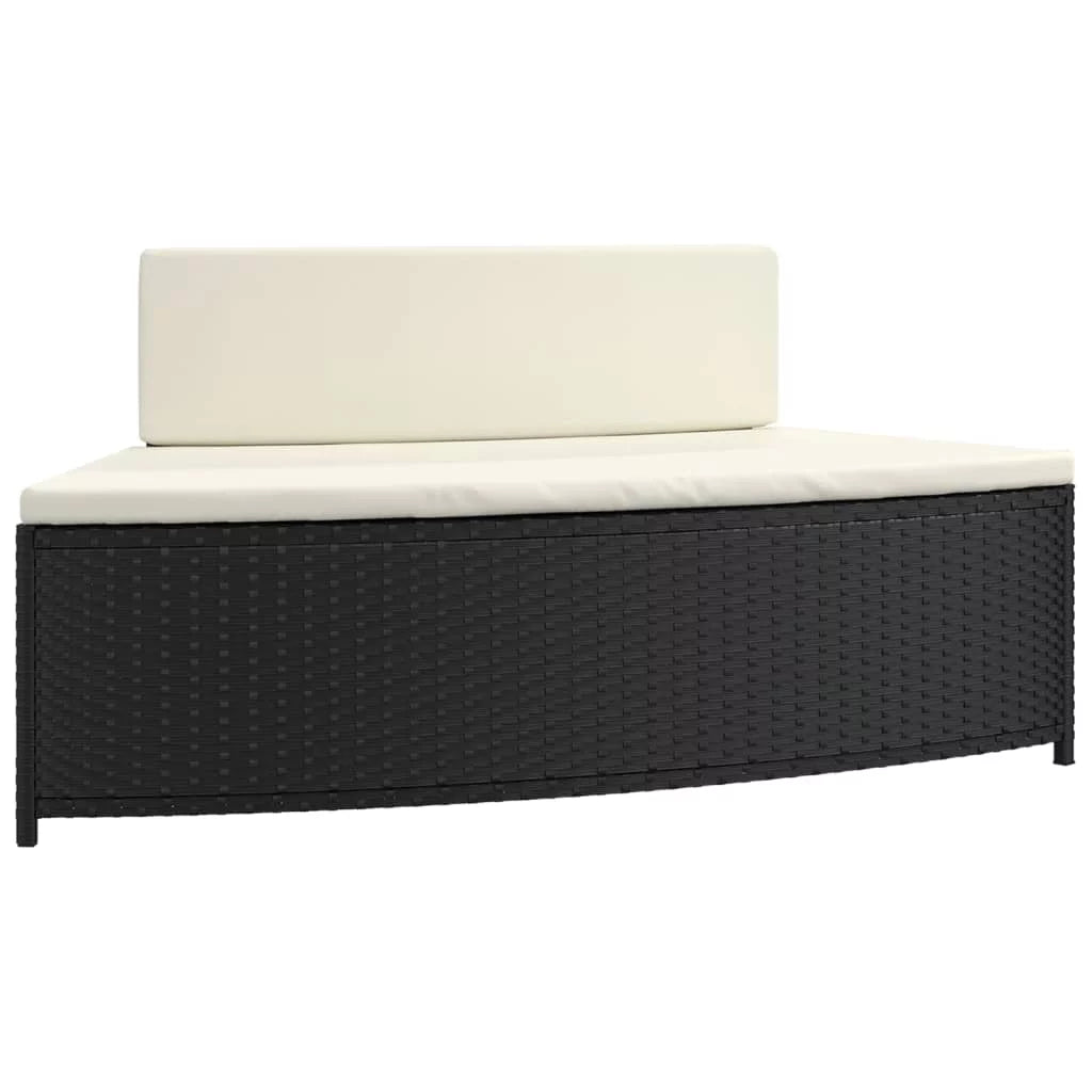 Black Poly Rattan Spa Benches with Cushions 2 pcs Z553103