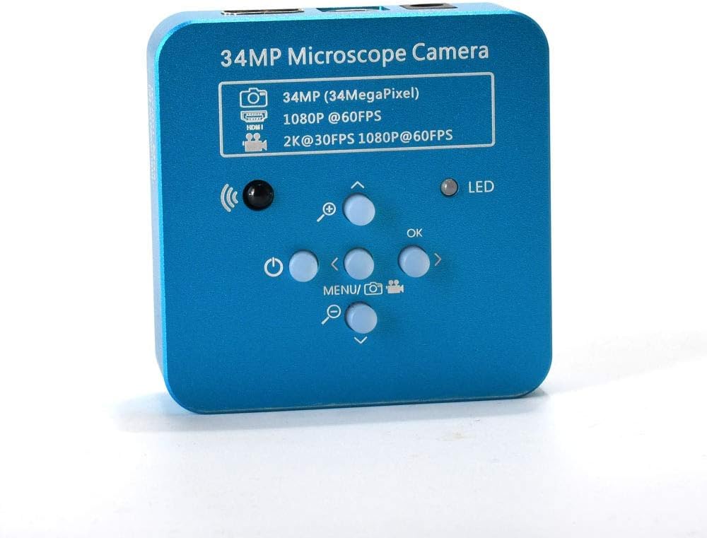 34MP 2K 1080P 60FPS Full HD HDMI USB Digital Video Microscope Camera with 150X Zoom C-Mount Lens and Adjustable Illumination F210