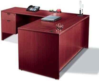 66W X 72D L Shaped Desk with Drawers American Mahogany Y7982