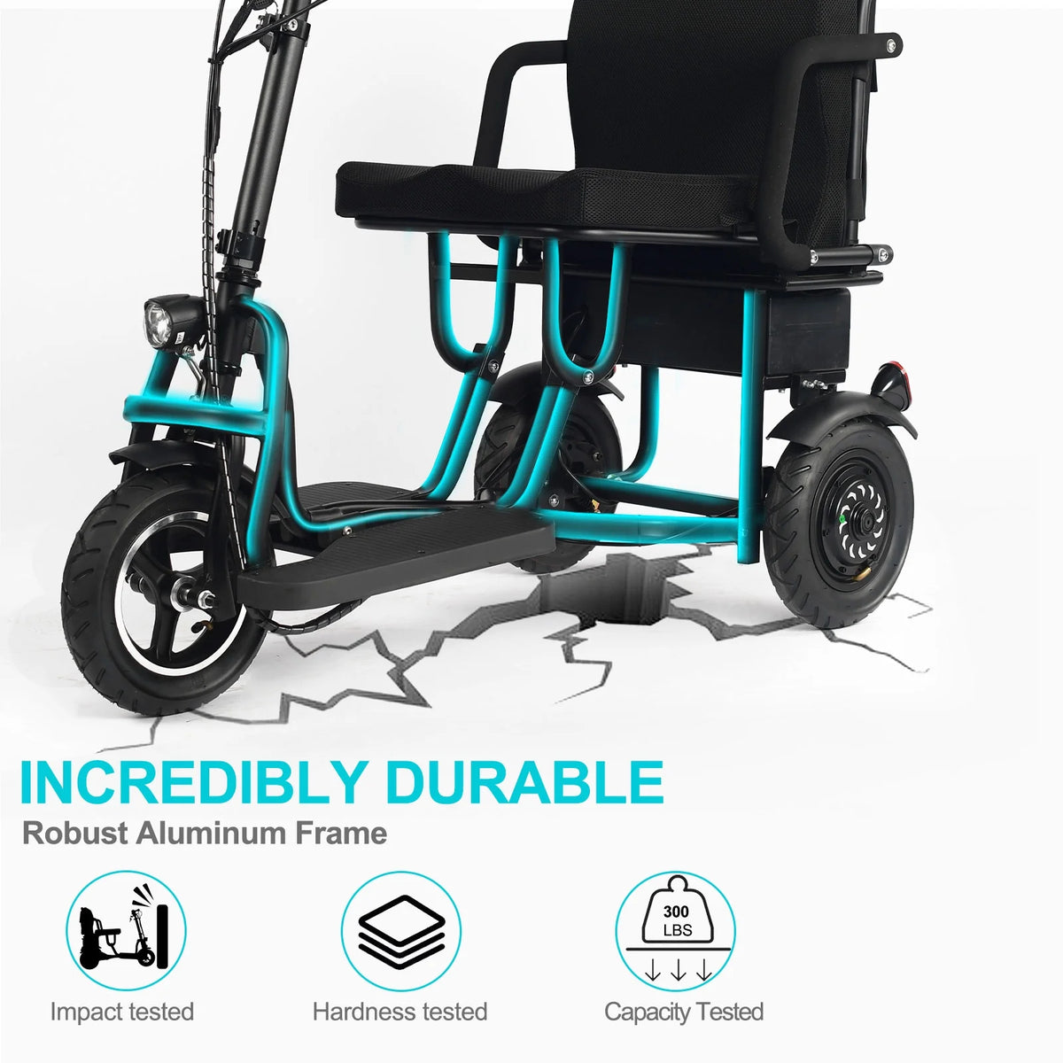 Folding Electric Trike 48v 700w Dual Motor Lithium Black I5327