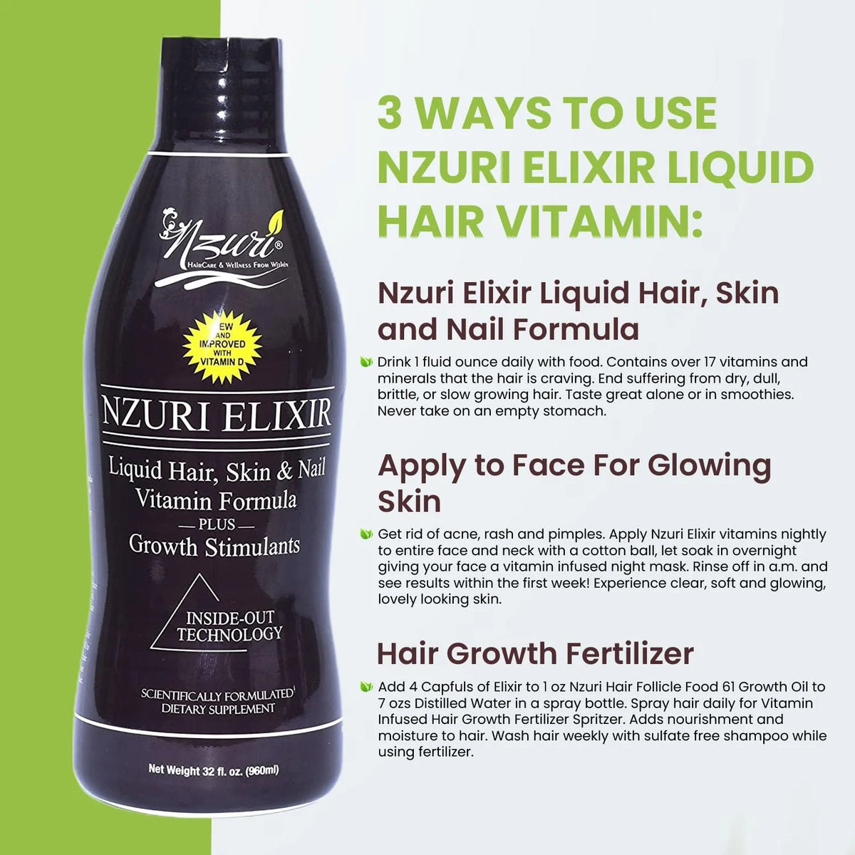 Hair Skin and Nails Vitamins with Biotin, Folate, and Vitamin D, 32 oz H58041