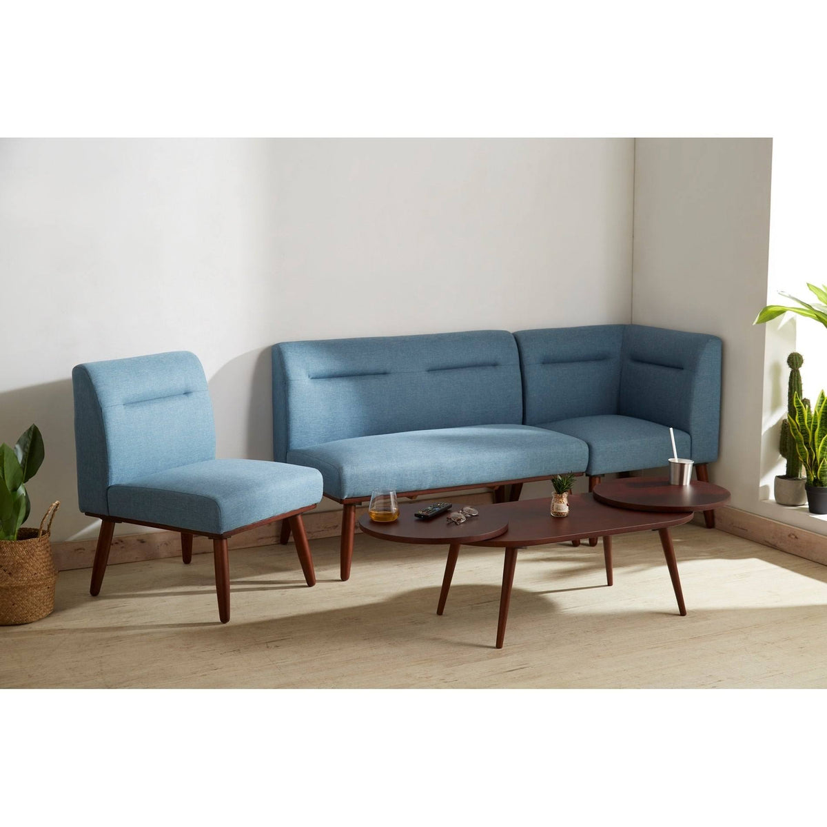 Mid Century All Wood Sectional 1 Seater Sofa A859796