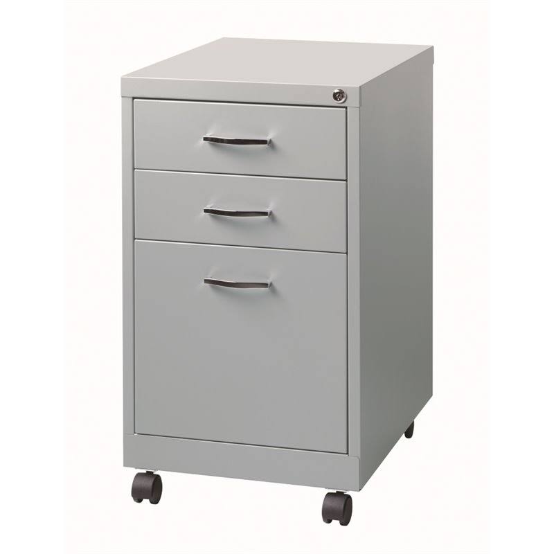 3-Drawer Mobile Filing Cabinet, Platinum/Black R27738