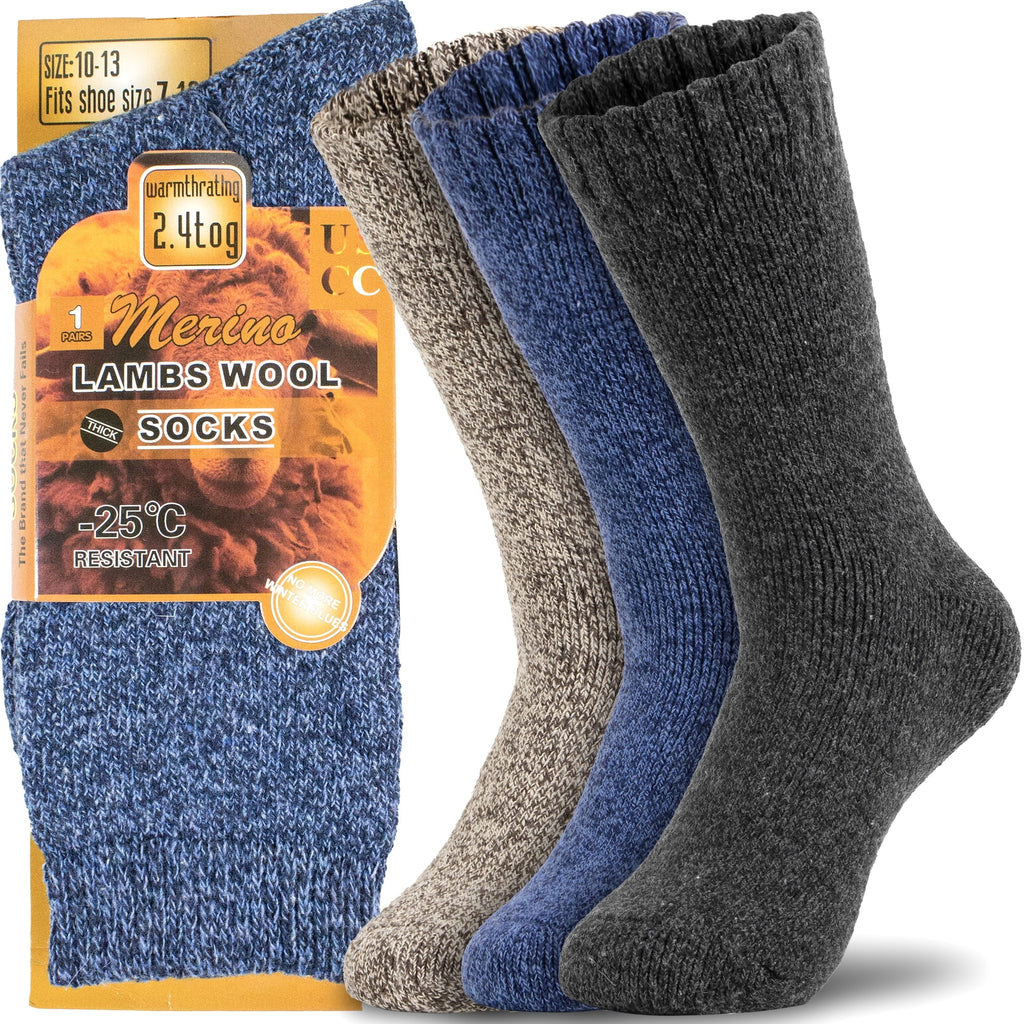 6 Pairs Wool Merino Thermal Boot Socks Size 10-13 M216