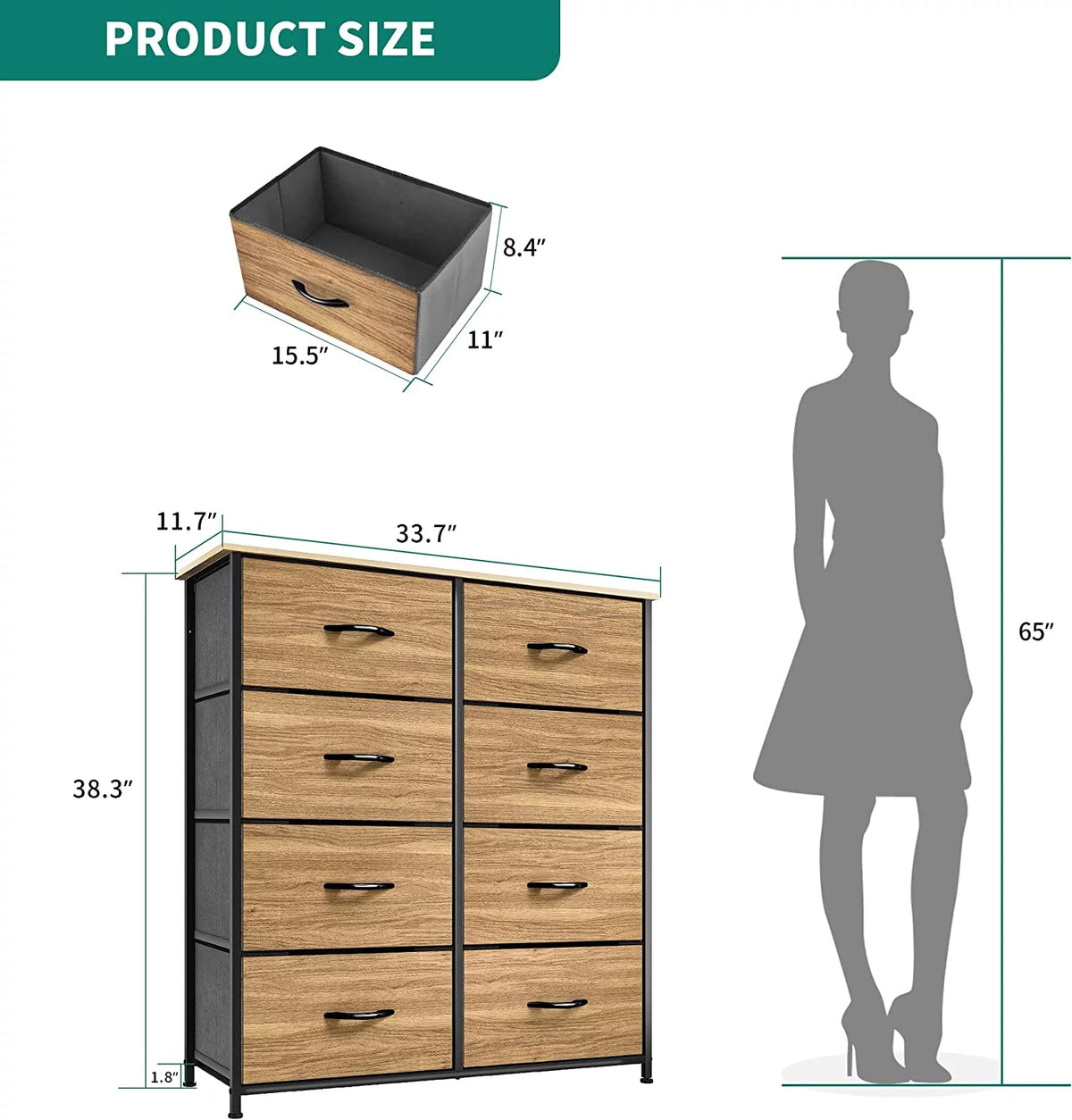 8 Drawer Fabric Dresser F9964
