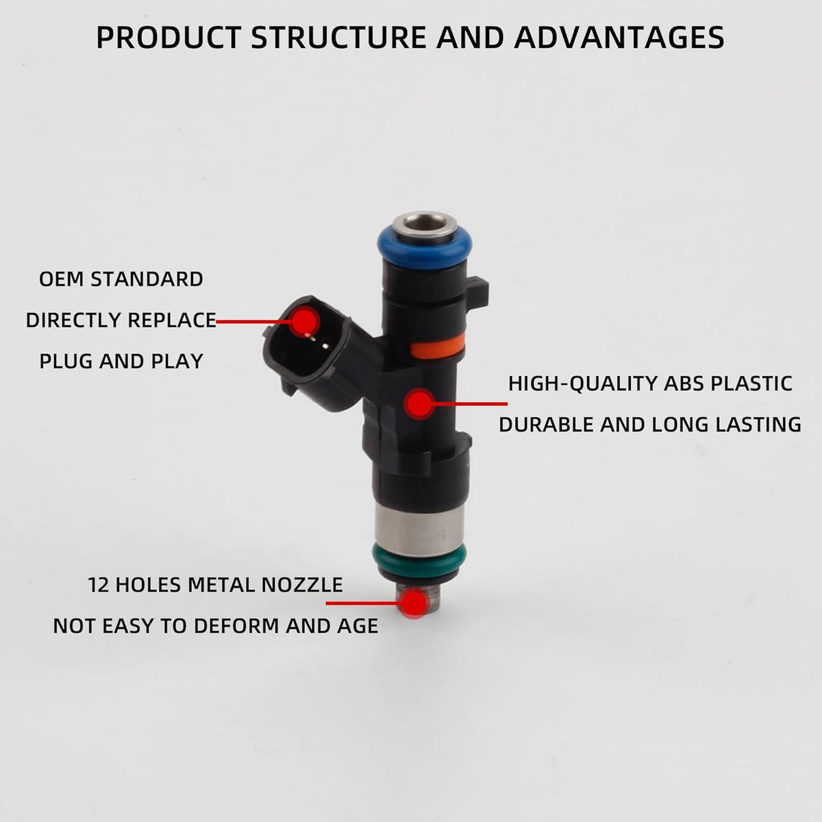 12 Holes 8 pcs Gasoline Fuel Injectors Set F613