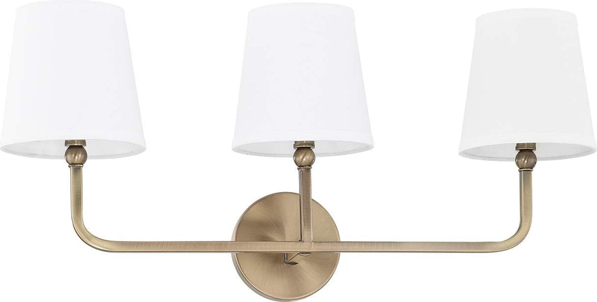 3-Light White Fabric Shade Bath Vanity Wall Mount E364