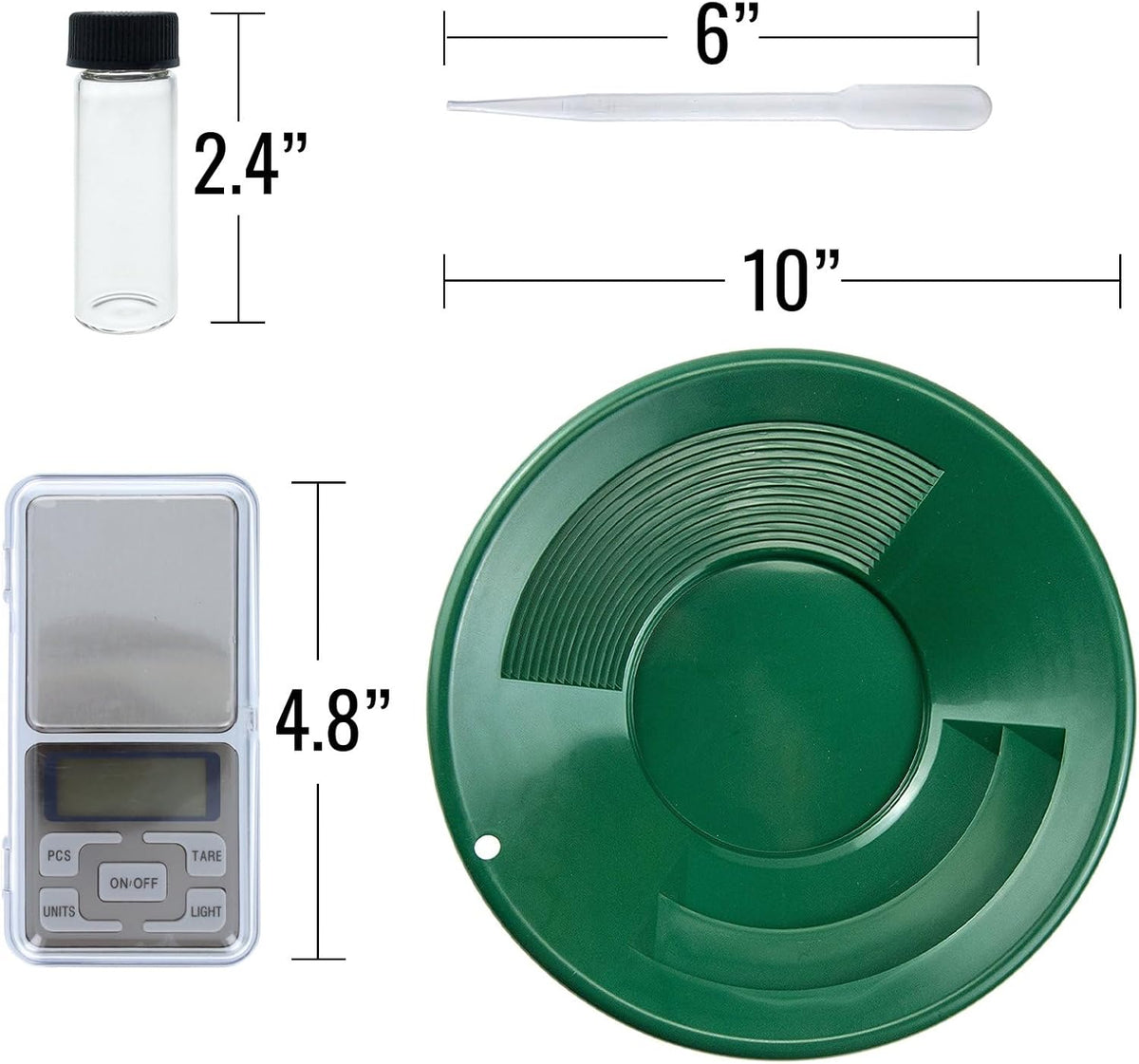 Gold Prospecting Pan Kit with Glass Vials Pocket Scale 7pc X572
