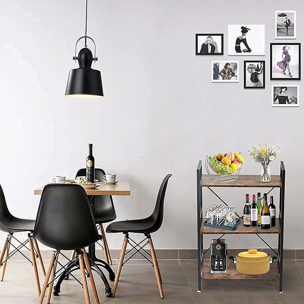 3 Tier Rustic Wood and Metal Bookshelf W1292