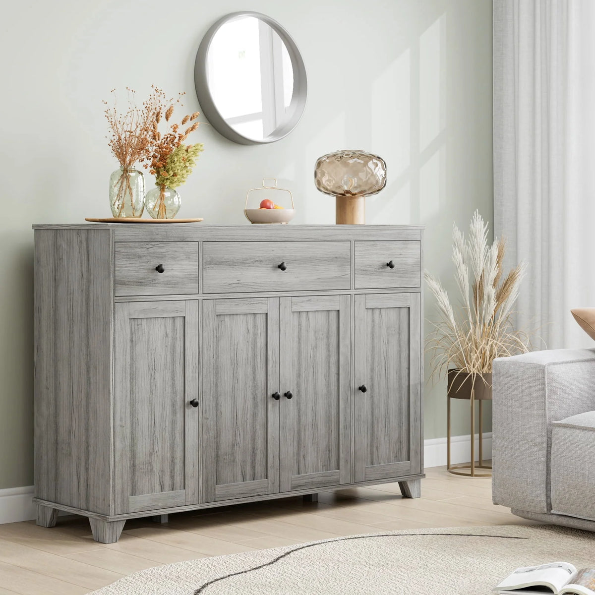 White 3 Drawer Buffet Sideboard Cabinet M4041