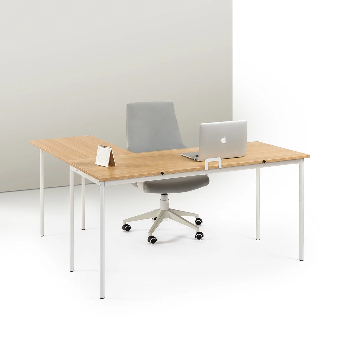Cream L-Shaped Corner Desk D7806