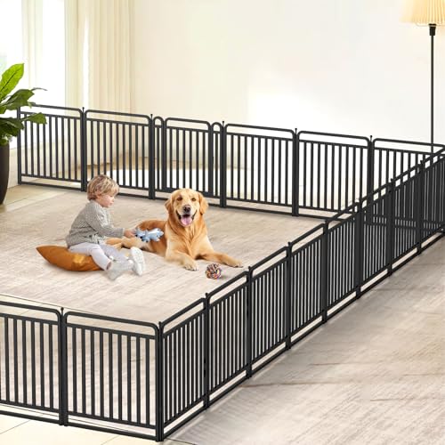32 Inch 16 Panels Foldable Metal Dog Playpen with Doors H418