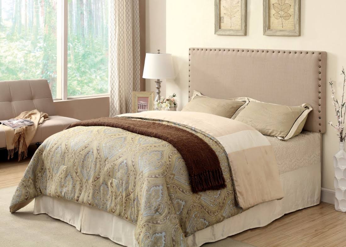 Ivory Fabric Full to Queen Headboard H14298