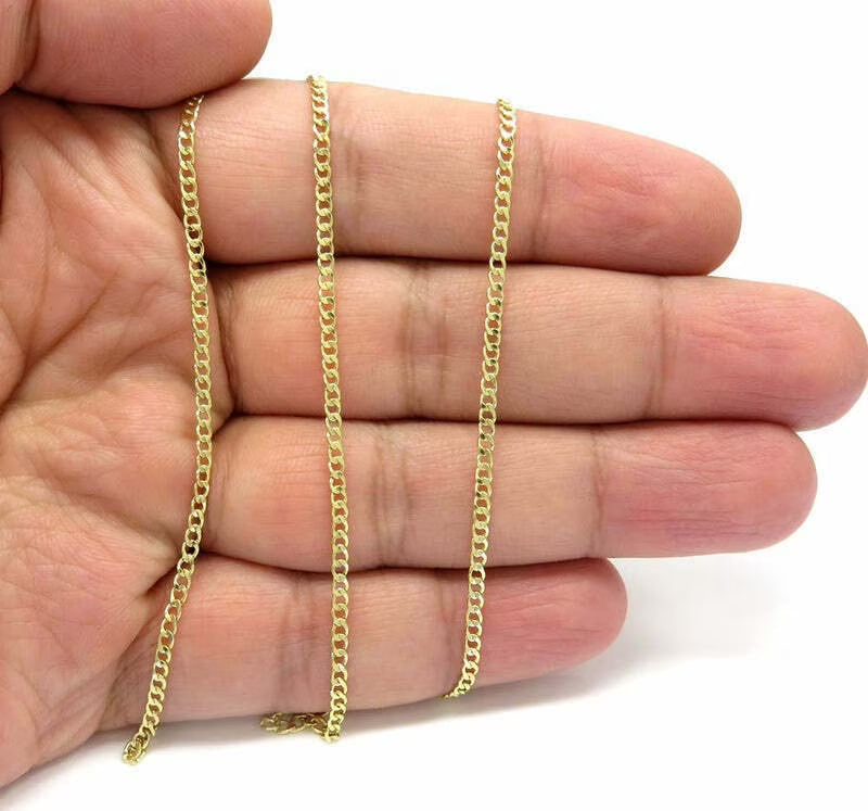 10K Solid Yellow Gold Cuban Link Curb Chain Necklace 2mm 16" 18" 20" 22" 24" 26" I40255