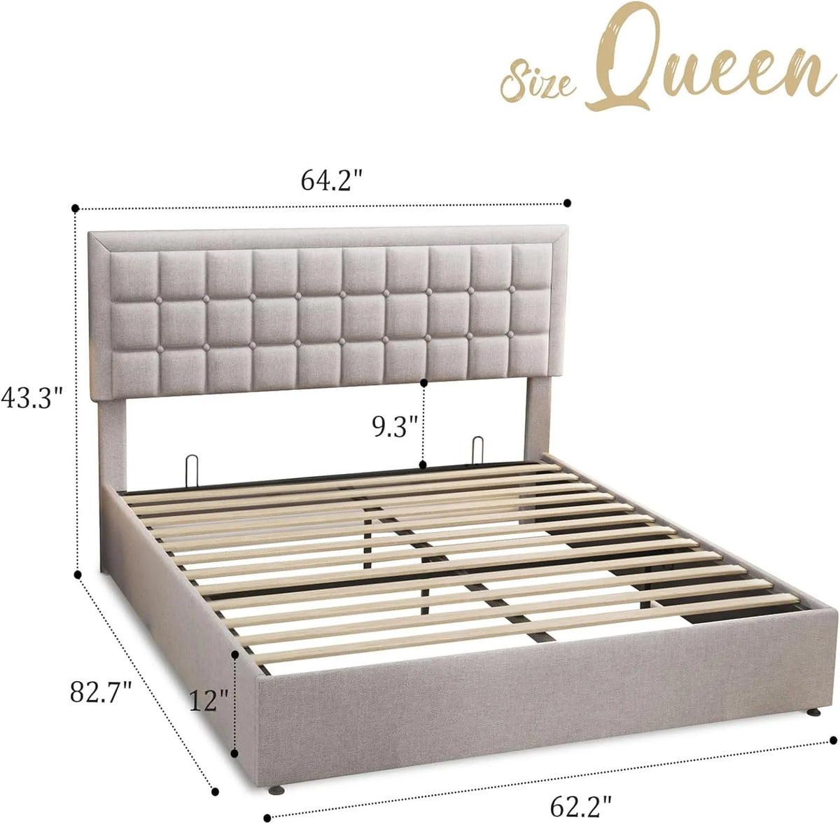 King Size Lift Up Storage Upholstered Platform Bed Frame O1828