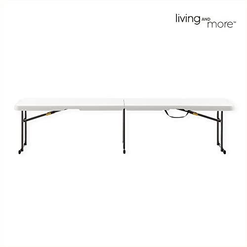 6 Foot Fold-in-Half Bench with Steel Frame, White L1106