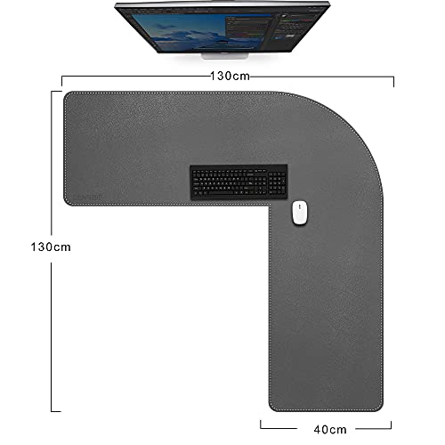 Grey 39.3x47.2x13 inches Corner Leather Desk Pad V843756