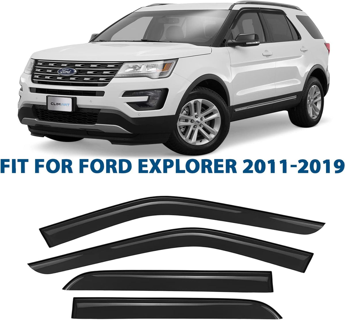 Dark Smoke 4 pcs Rain Guards for Ford Explorer 2011-2019 P61804