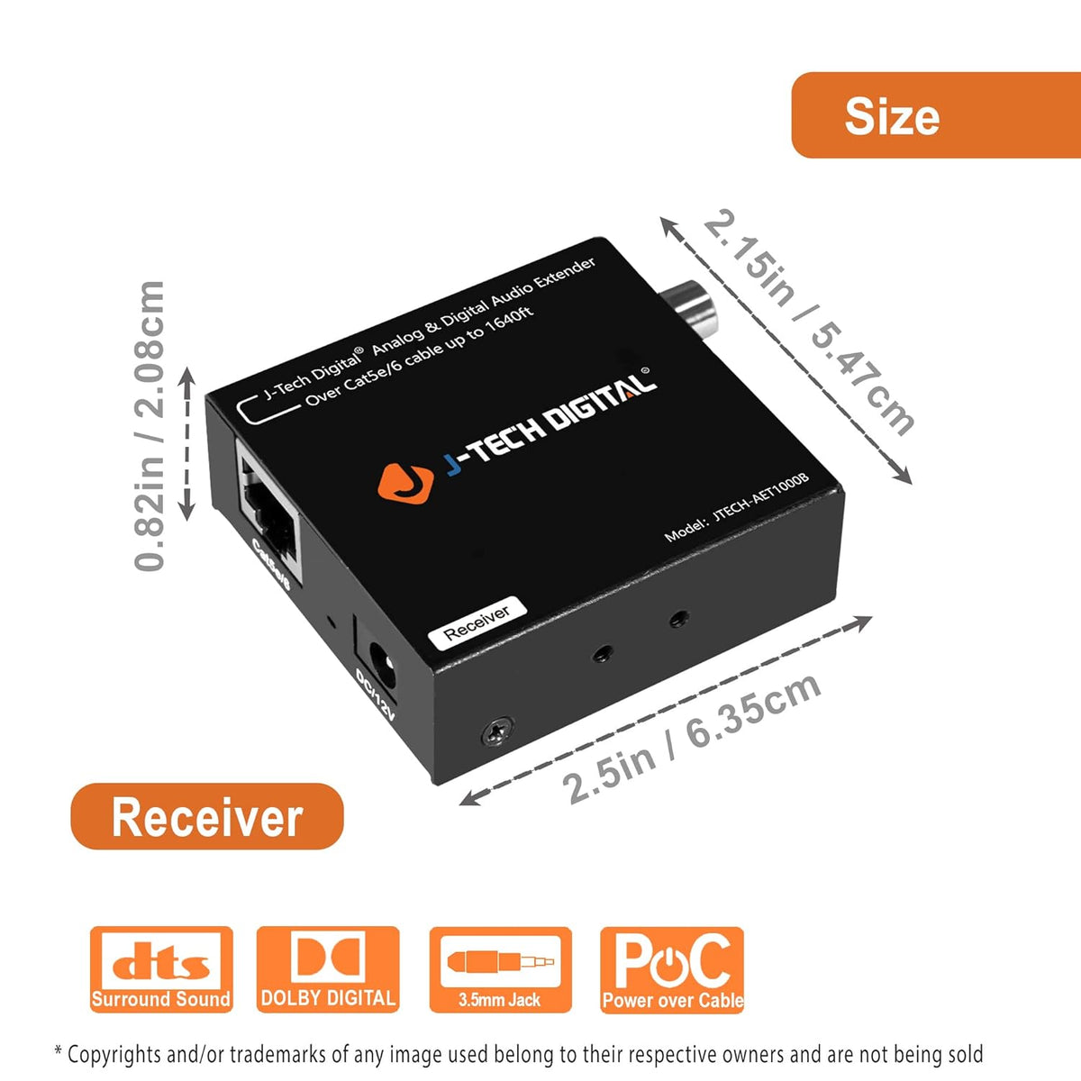 Analog & Digital Audio Extender Converter Over Single Cat5e/6 up to 1640 FT D772738