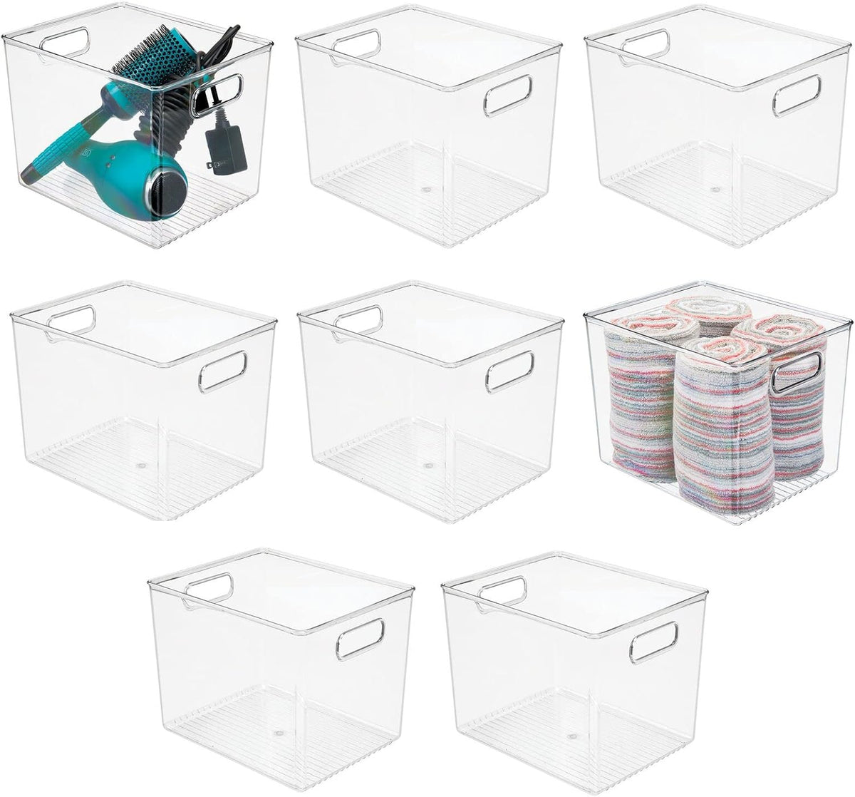 Clear 8 Pack Plastic Storage Organizer Bin Basket with Handle X837250