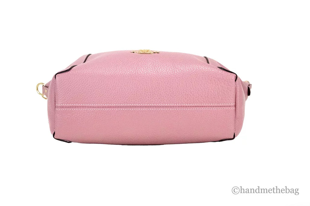 True Pink Pebbled Leather Top Zip Satchel Crossbody Handbag D803464
