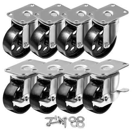 3.5 inch All Steel Metal Swivel Plate Caster Wheels 8 Pack K8332