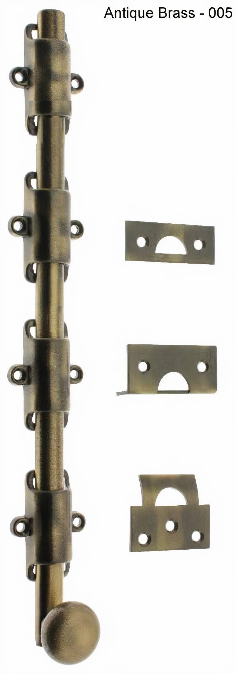 36 in. Heavy Duty Surface Bolt with Round Knob, Antique Brass M4030