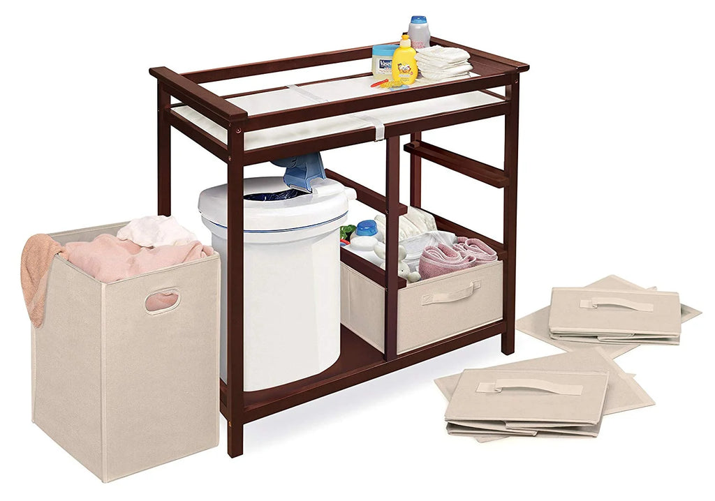 Cherry Changing Table with Three Baskets & Hamper L828062