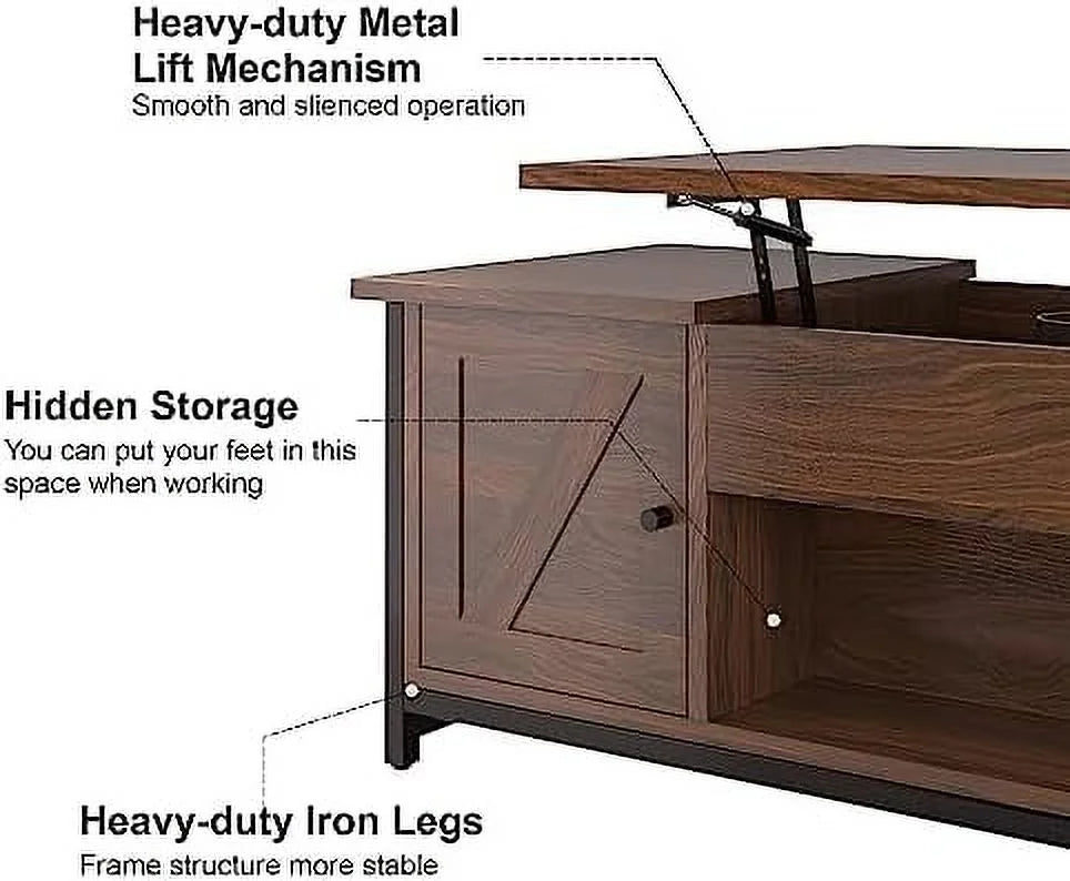 41.7" Lift Top Coffee Table with Drawer and Hidden Compartment W250