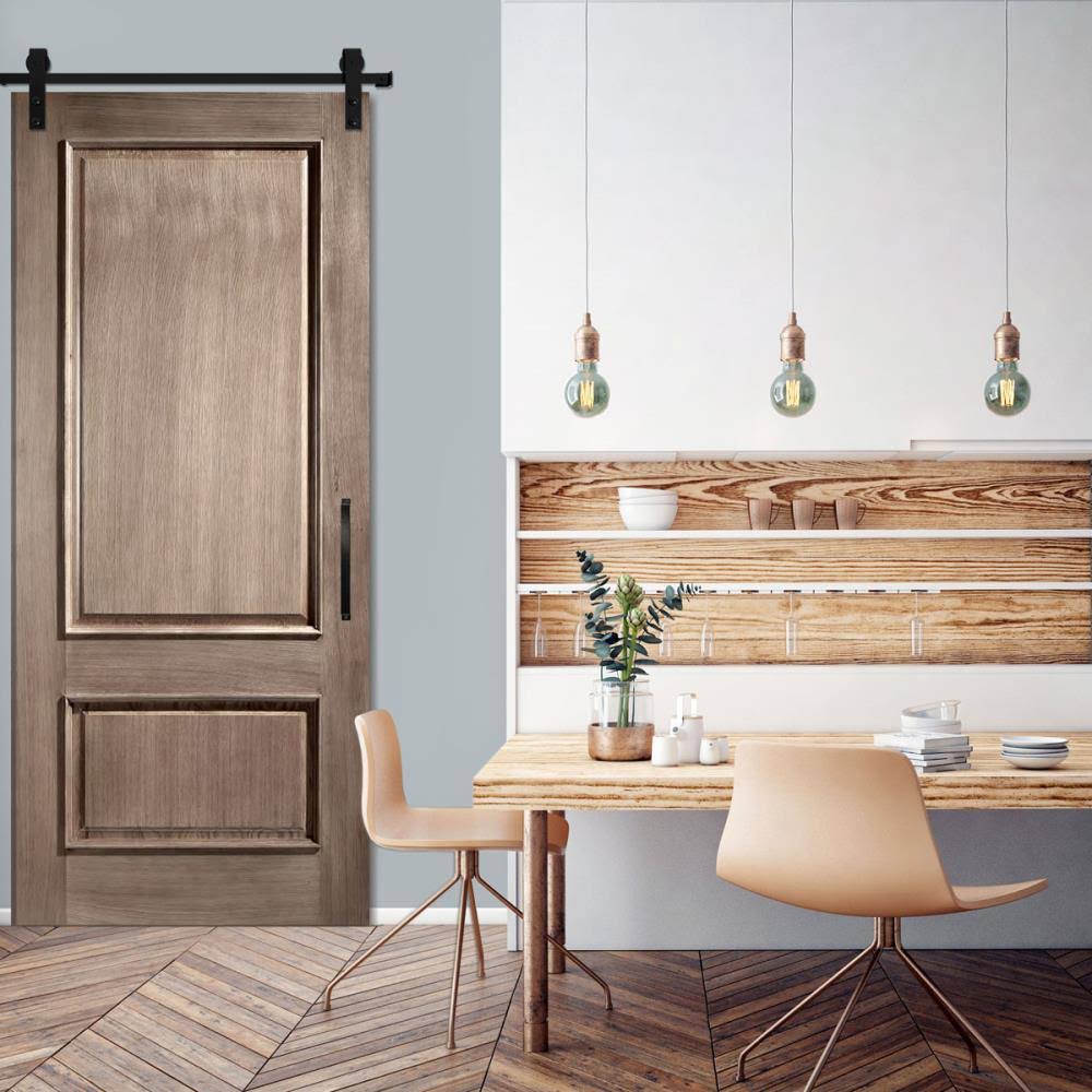 Black Barn Door Hardware Set with 8 ft Track B606