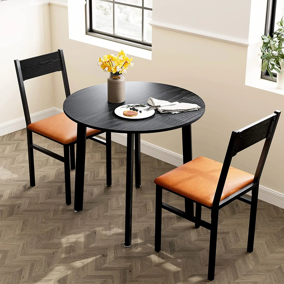 3 Piece Dining Table Set with Cushioned Chairs Z65258