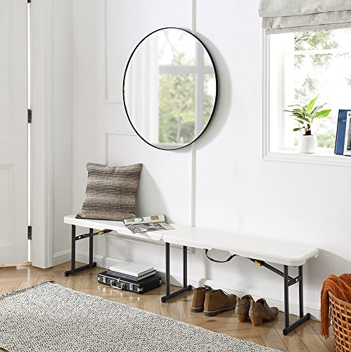 6 Foot Fold-in-Half Bench with Steel Frame, White L1106