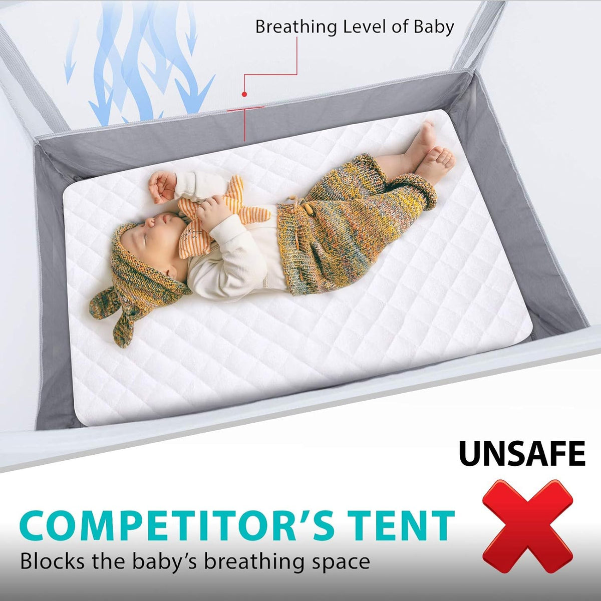 Baby Safety Crib Tent for Playpens Pack N Plays & Mini Cribs N4413