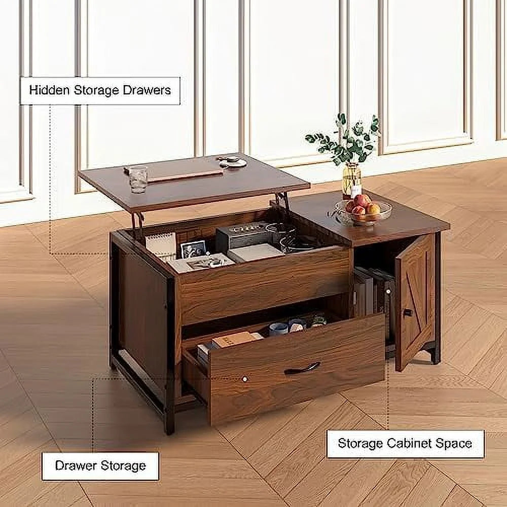 41.7" Lift Top Coffee Table with Drawer and Hidden Compartment W250