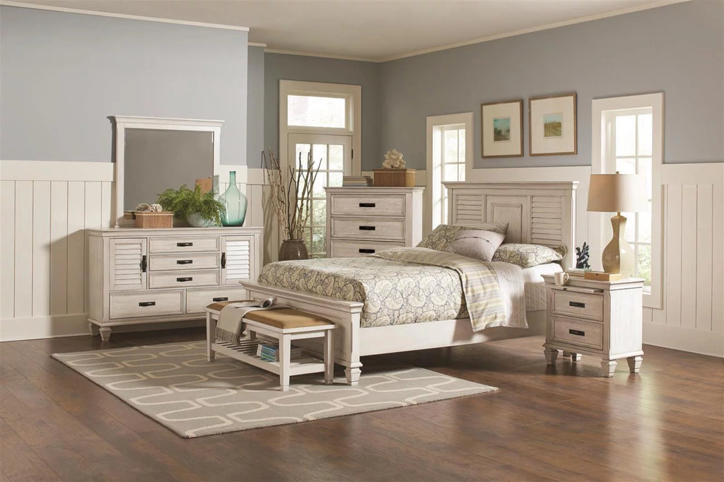 California King Panel Bed Antique White D95608