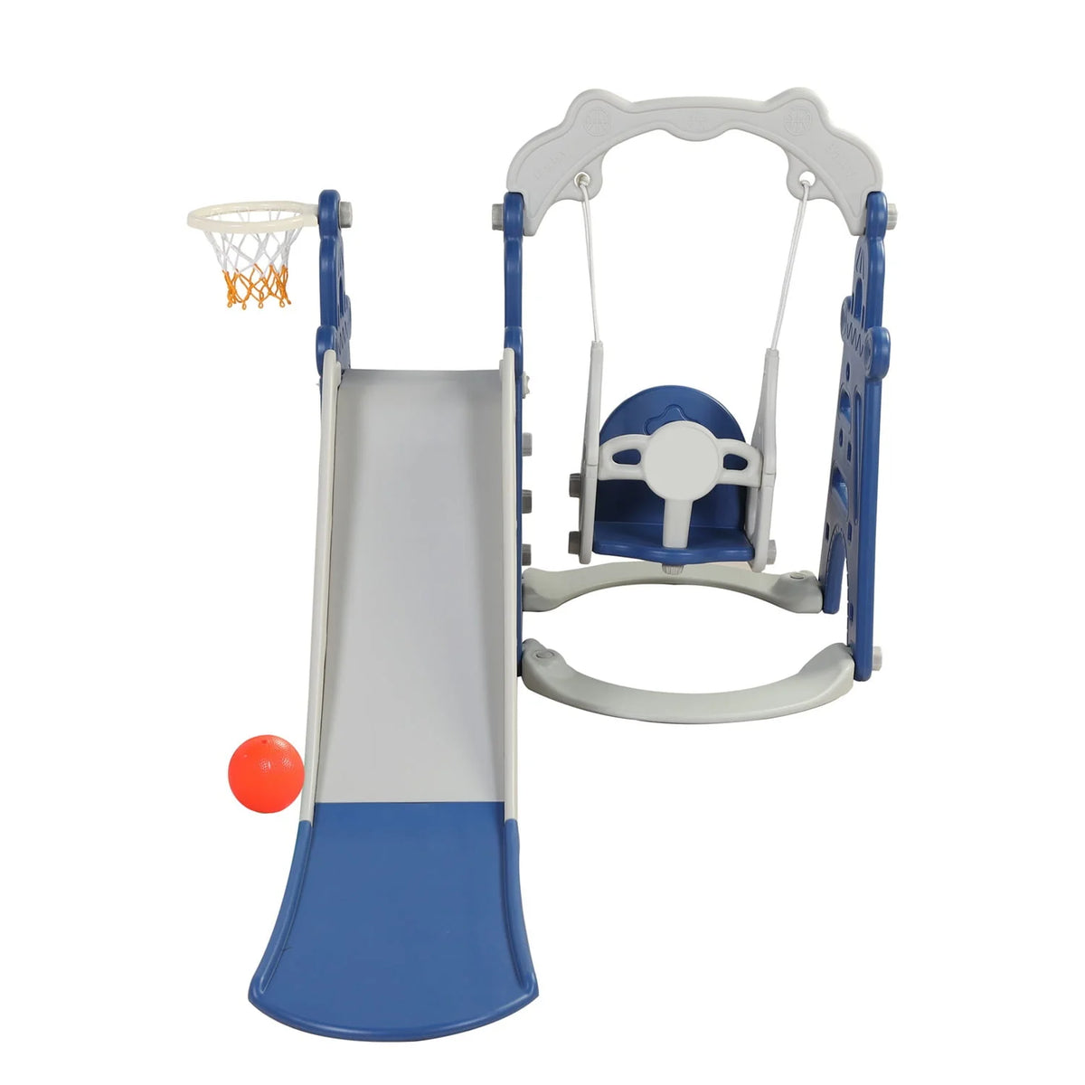 3 in 1 Kids Slide and Swing Set with Basketball Hoops T767061